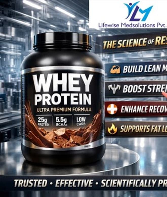 A Whey Protein tub, ultra-premium formula
